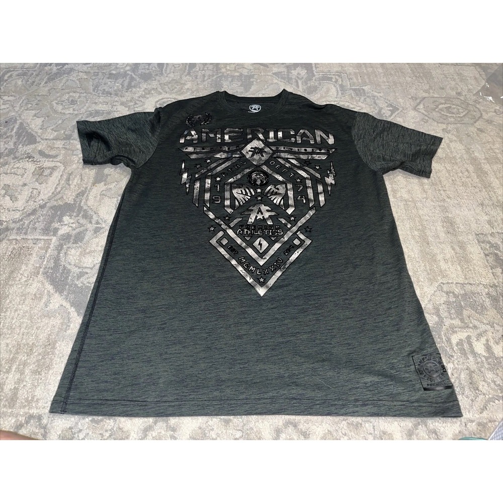 Mens American Fighter Premium Shirt 2XL XXL Green Short Sleeve